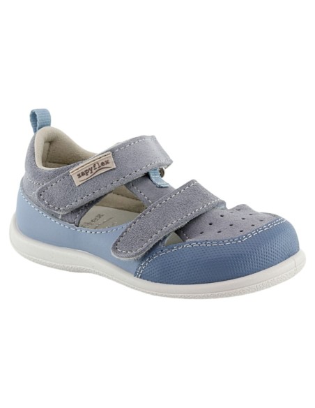 Sandalias respetuosas Zapyflex Doble Velcro Celeste