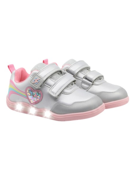 Zapatillas con luces barefoot Beppi 2223590 Plata-Rosa