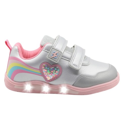 Zapatillas con luces barefoot Beppi 2223590 Plata-Rosa 2