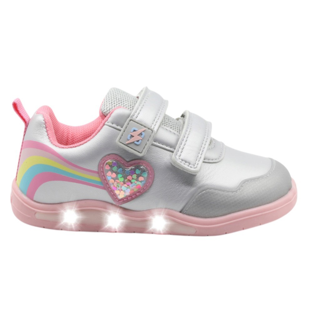 Zapatillas con luces barefoot Beppi 2223590 Plata-Rosa