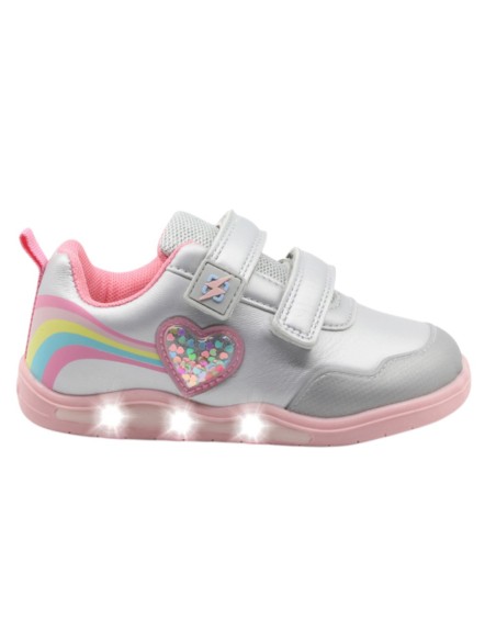 Zapatillas con luces barefoot Beppi 2223590 Plata-Rosa