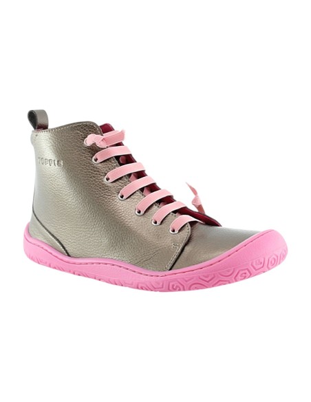 Botines barefoot Yoyo Metalpink elásticos y cremallera