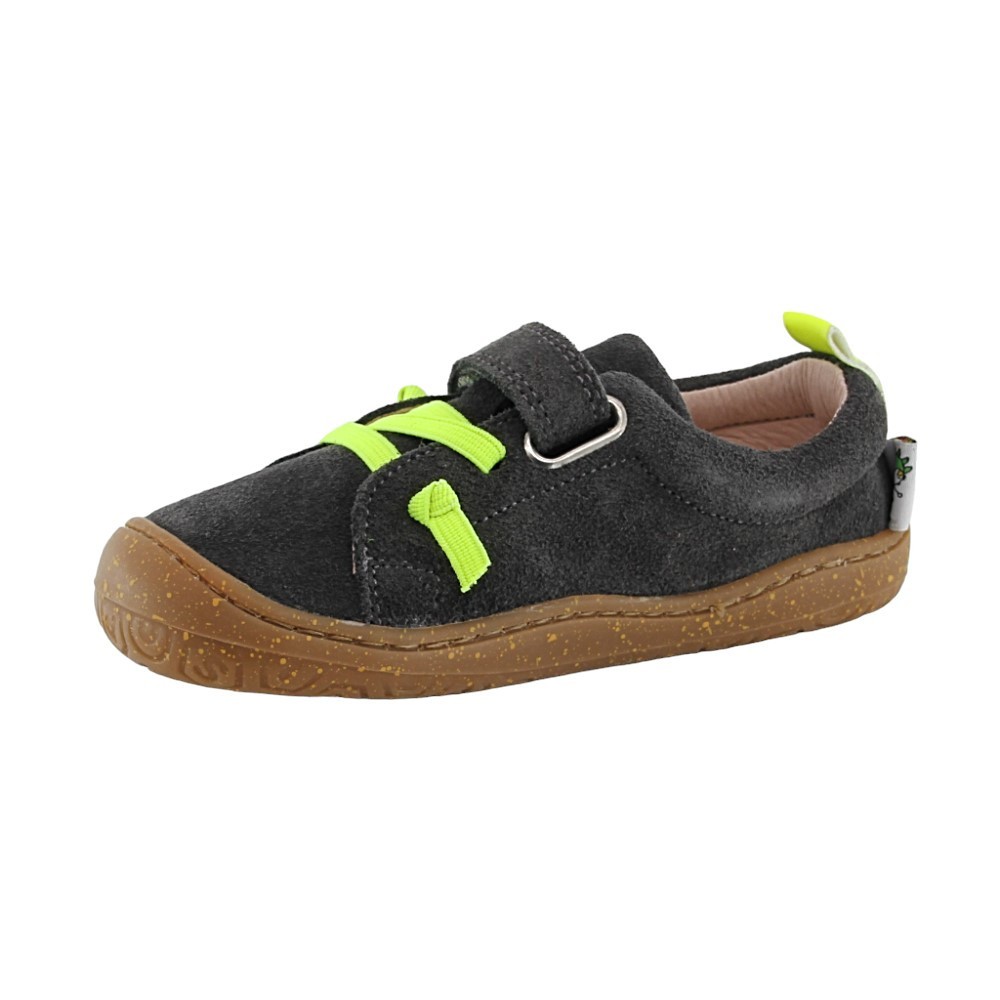 Zapatos barefoot cordones y velcro Poppis Gris-Amarillo